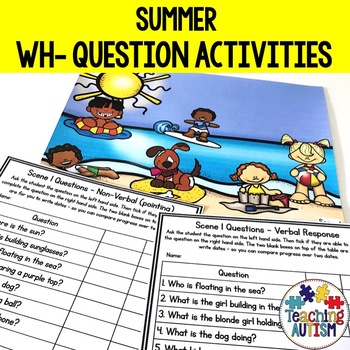 Preview of Wh Questions for Speech Therapy, Summer Theme