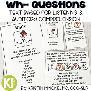 Preview of Wh- Questions for Listening and Auditory Comprehension