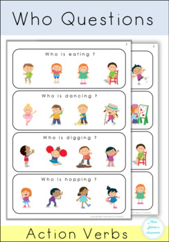Preview of Who Questions - Action Verbs - Special Education