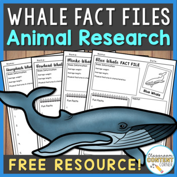 Preview of Whale Fact File Template | Animal Research | FREE