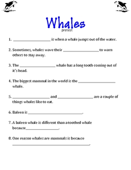 Preview of Whale Printables with common core standard