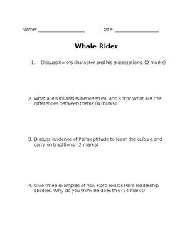 Preview of Whale Rider Movie Questions