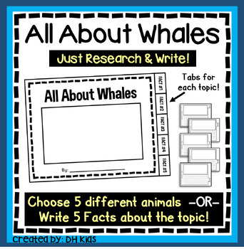 Preview of Whale Species Report, Ocean Animal Flip Book, Sea Creature Writing Project