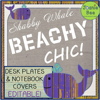 Preview of Whale Theme Desk Plates & Notebook Covers (Editable)