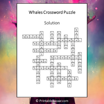 Whales Crossword Puzzle Worksheet Activity by Crossword Corner TPT
