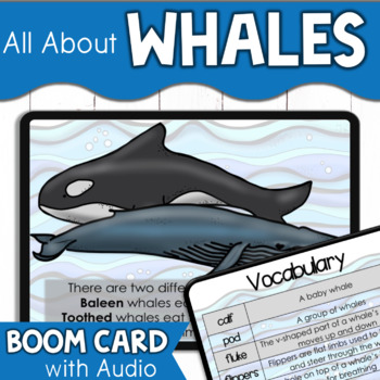 Preview of Whales Nonfiction Passage with Text Features | Read to Me Digital Boom Cards