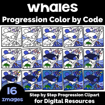 Preview of Whales Progression Color by Code Clipart