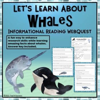 Preview of Whales Webquest Reading Worksheets Internet Scavenger Hunt Activity