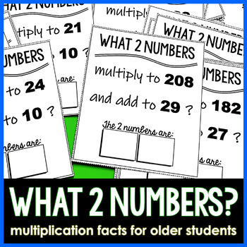 Preview of What 2 Numbers? Multiplication Facts Practice for Middle and High School Math