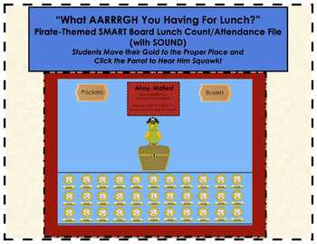 Preview of Pirate "What AARRRGH You Having for Lunch?" SMARTBoard Lunch Count & Attendance