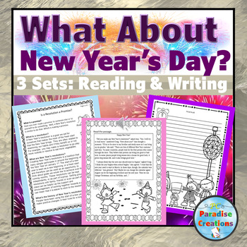 Preview of New Year's Day Reading and Writing Activity Sets 2024