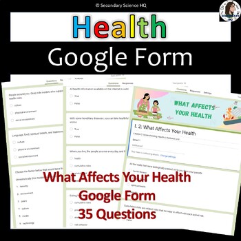 Preview of What Affects Your Health | Google Form  | High School Health