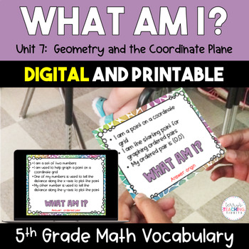Preview of What Am I?  5th Grade Math Vocabulary - Geometry and the Coordinate Plane