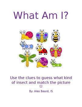 Preview of What Am I? Adapted insect/bug book