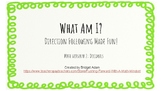 What Am I?  Following Directions- Decimal Version