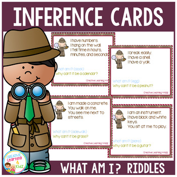 Preview of Inference What Am I? Riddle Cards