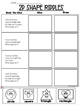 What Am I? (Math} Shape Riddles for 2D Shapes by Class of Kinders