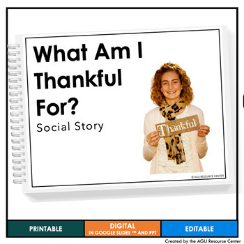 Preview of What Am I Thankful For Social Story | EDITABLE