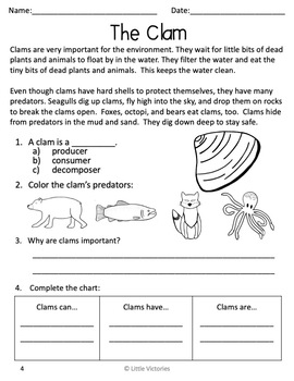 The Clam: Differentiated Food Chain Vocabulary and Reading Comprehension