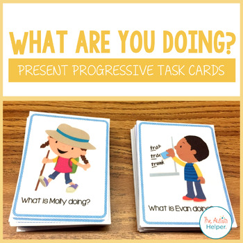 Preview of What Are You Doing? Present Progressive Task Cards
