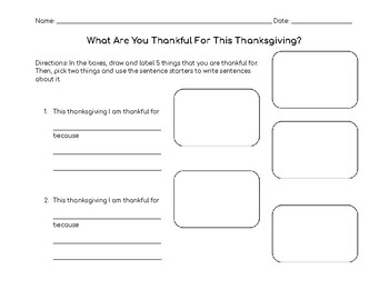 What Are You Thankful For This Thanksgiving - Differentiated Worksheets