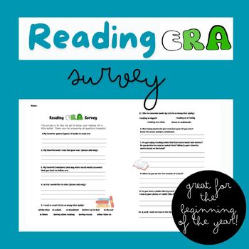 Preview of In Your Reading Era, Reading Survey To Help You Find Books Your Students Love!