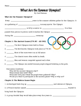 Preview of What Are the Summer Olympics? Book Packet