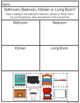 What Belongs? Rooms of the House Cut Sort & Paste Activities - Distance