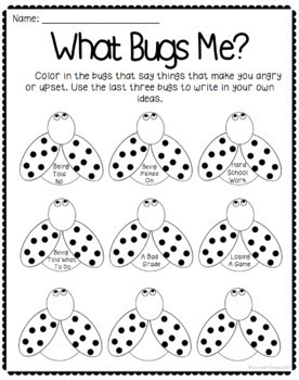 What Bugs Me - Anger Management Worksheet by CounselorChelsey | TpT