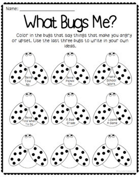 what bugs me anger management worksheet by counselor chelsey tpt