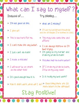 What Can I Say to Myself? Mini Poster by Class Cuties | TpT