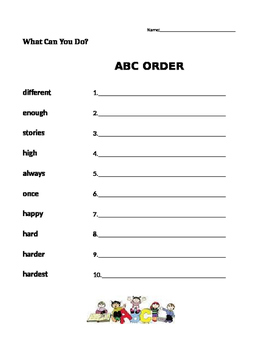 Preview of What Can You Do?  Journeys 1st Grade - ABC Order