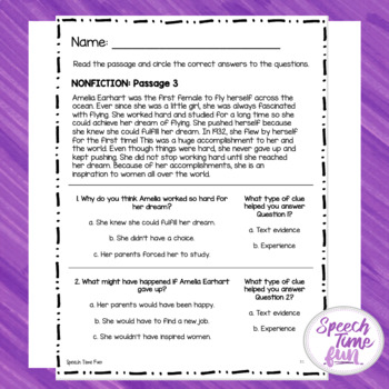 What Clue Helped You? Inferencing Activity by Speech Time Fun | TpT