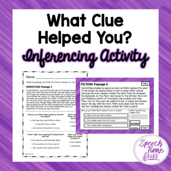 Preview of What Clue Helped You? Inferencing Activity