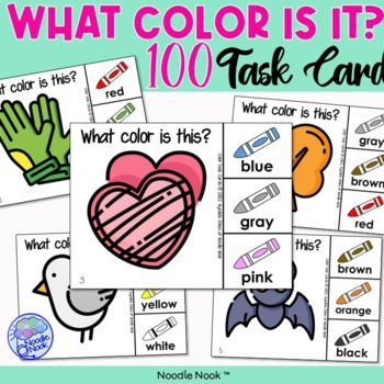 Preview of What Color Is It? Identifying Color Task Cards - Activity for Elem or Special Ed