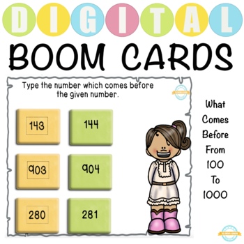 Preview of What Comes Before Number Activity - from 100 to 1000 - Boom Cards™