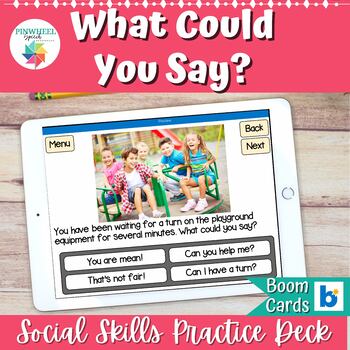 Preview of What Could You Say? Boom Cards Speech Therapy Social Pragmatic Language Activity