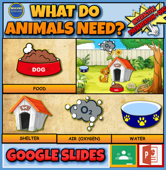 Preview of What Do Animals Need?: Interactive Powerpoint + Google Slides + Worksheet