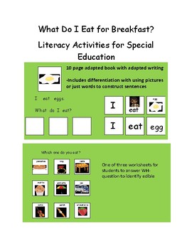 Preview of What Do I Eat for Breakfast Literacy Activity for Special Education