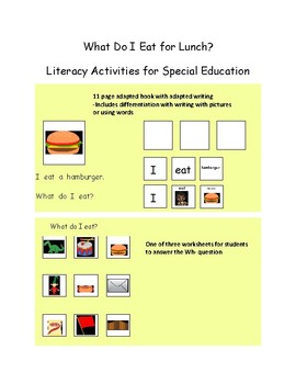 Preview of What Do I Eat for Lunch-Literacy Activities for Special Education