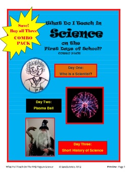 Preview of What Do I Teach On The First Days of School in Science: COMBO PACK