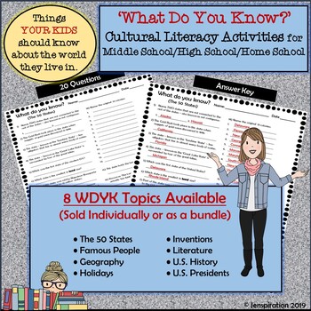 Preview of Cultural Literacy Activities Bundle - What Do You Know?