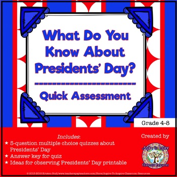 Preview of FREEBIE What Do You Know About Presidents' Day?