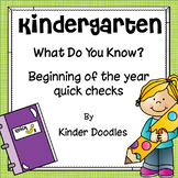 What Do You Know? Beginning of the year kindergarten skill