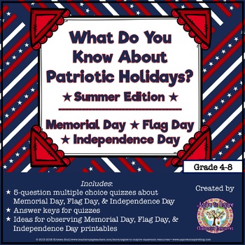 Preview of FREEBIE What Do You Know? Memorial Day, Flag Day, and Independence Day