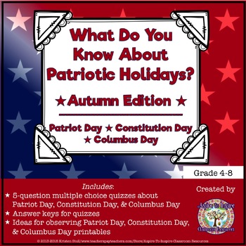 Preview of FREEBIE What Do You Know? Patriot Day, Constitution Day, and Columbus Day