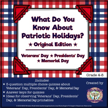 Preview of FREEBIE What Do You Know? Veterans' Day, Presidents' Day, and Memorial Day