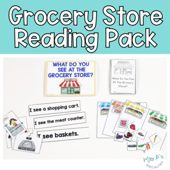 Preview of Grocery Store Reading Set - Books, Pocket Chart, Food Category Sort