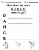 What Does The Word DANCE Mean To You - Back To School Activity