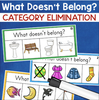 Preview of What Doesn't Belong Categories Speech Therapy Activities Categorizing Task Cards